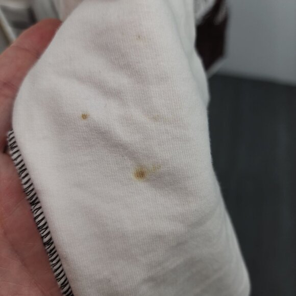 Women's Spa by Chico's Full Zip Jacket Size 2 White Brown Back Design Palm Tree - Picture 3 of 5